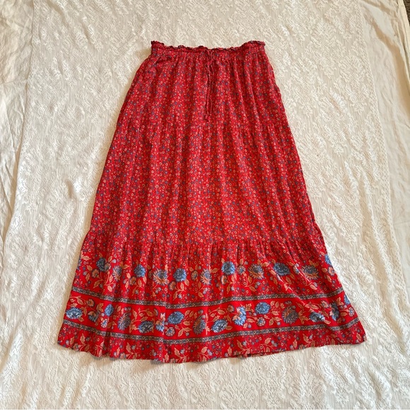 Zesica floral drawstring waist boho maxi skirt - Picture 2 of 11